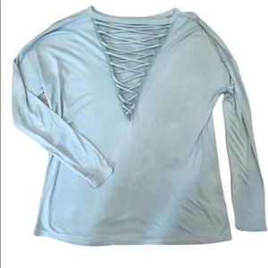 Express long sleeve criss cross v neck line
